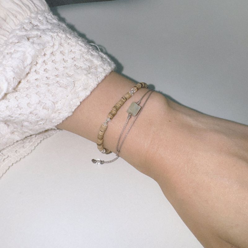 butterfly wood silver ball bracelet