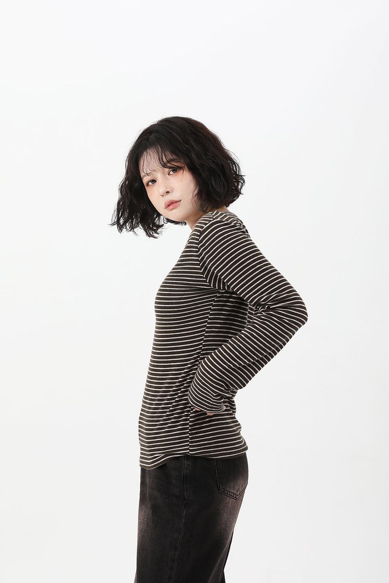 Stripe Button Slim Fit Knit