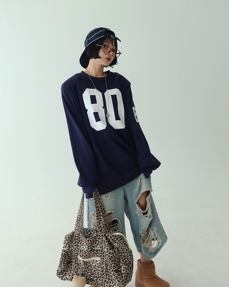 80 Number Oversized Fit Sweatshirt