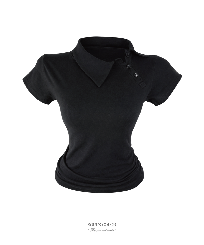 SOUL'S COLOR（ソウルズカラー）の「Side button collar top (2color)（Tops）」