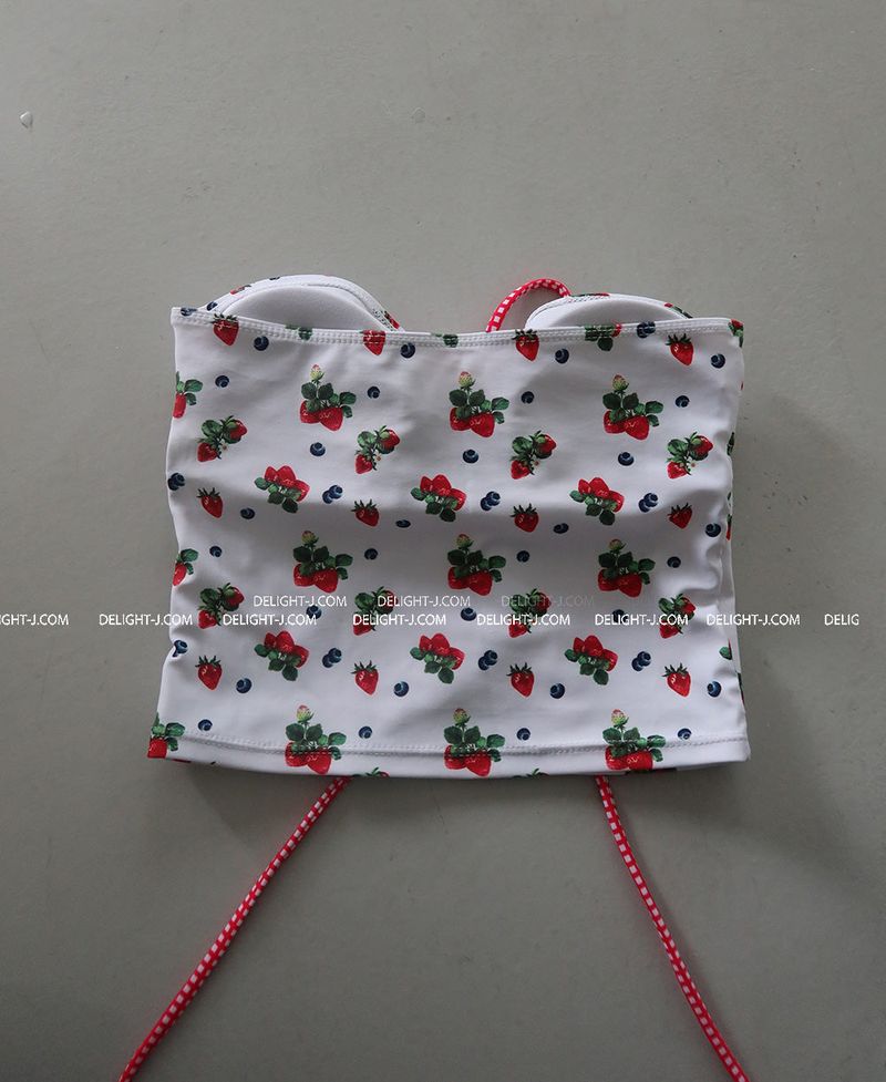 a strawberry tube top bikini