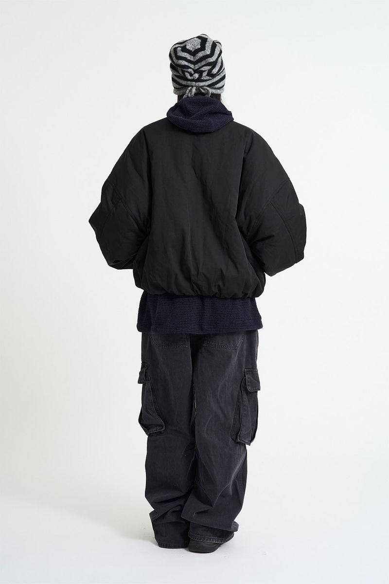 Coated crop padding blouson
