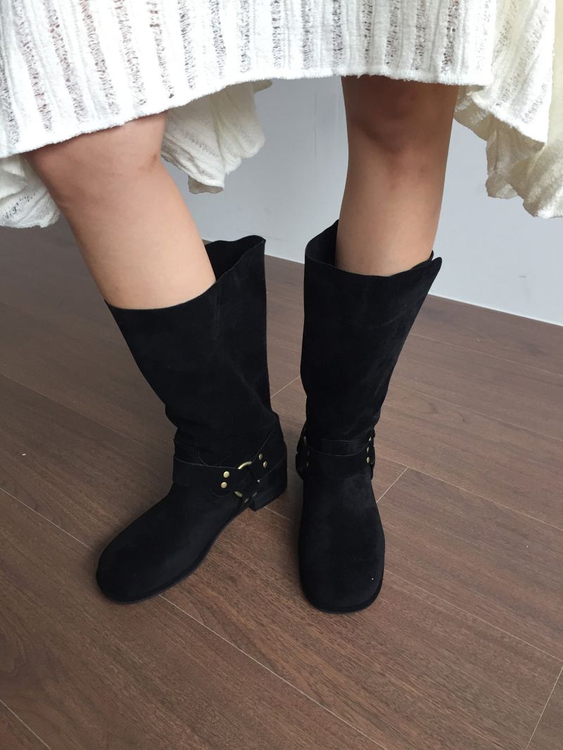 Double Buckle Suede Boots(2color)
