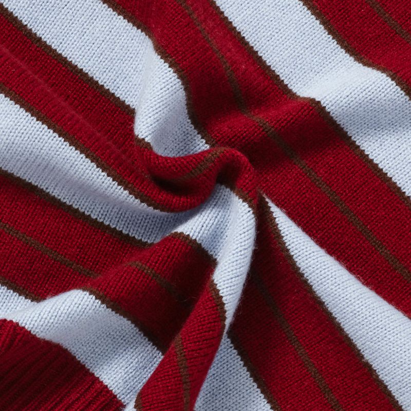 CASHEMERE WOOL BLENDED STRIPE KNIT PULL OVER_BURGUNDY