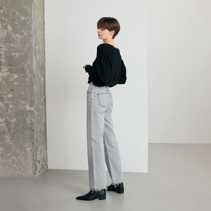 Warm grey semi wide jeans - SW004