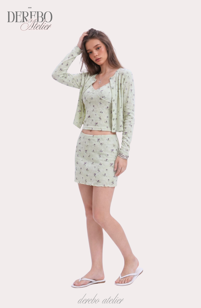 Green Tea Lounge Cardigan Three-Piece Set (3 SET)