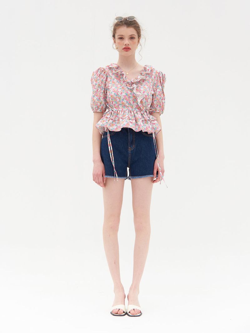 AMY RUFFLE DETAIL WRAP BLOUSE_PINK