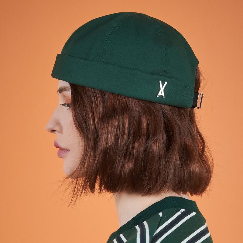 Twill Metal Buckle Watch Cap Green