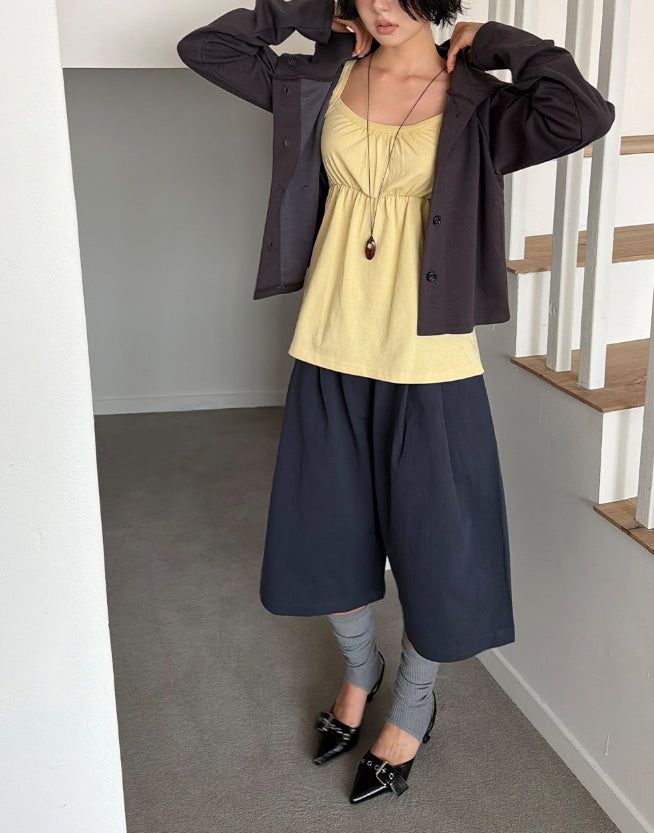 SHIRRING FLARE SLEEVELESS