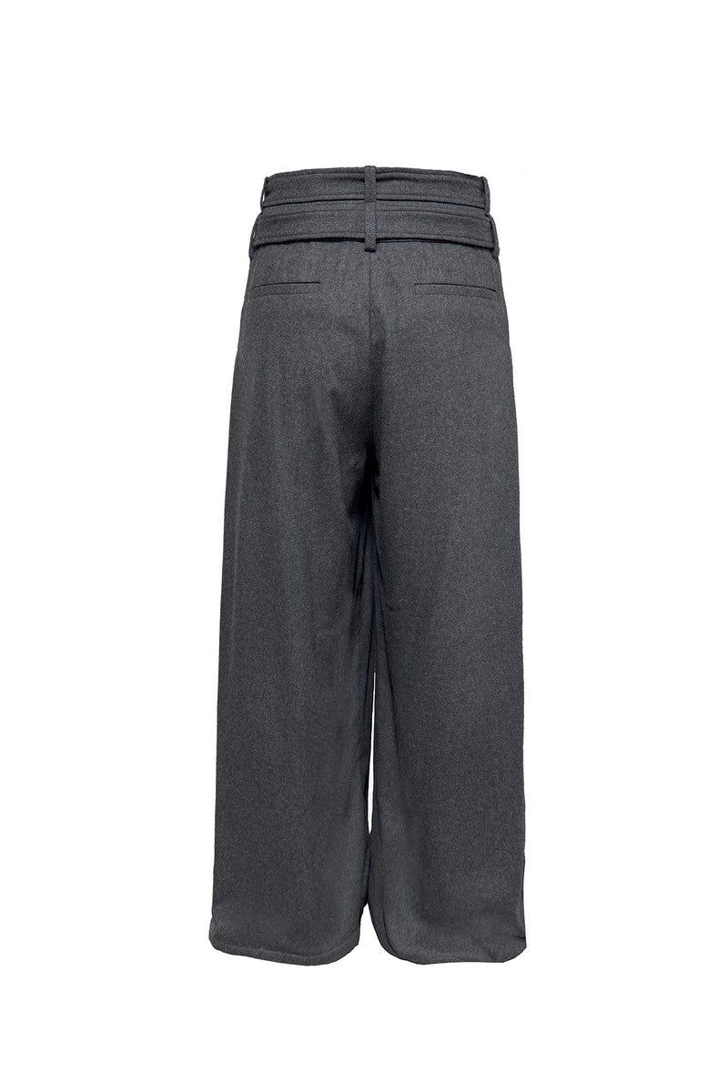 Double Waist Pleated Wool Trousers