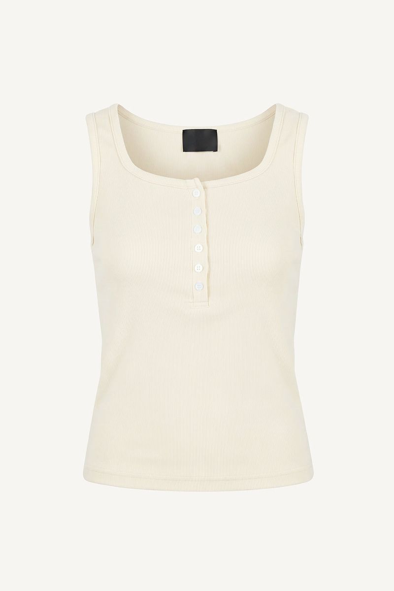 Button ribbed sleeveless