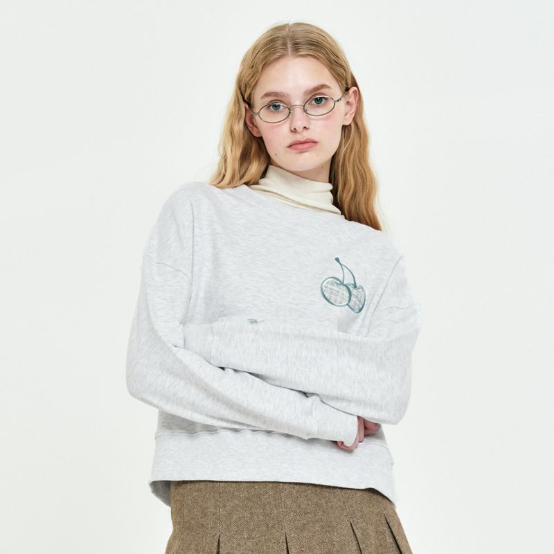 KIRSH（キルシー）の「MIDDLE CHERRY CROP SWEATSHIRT [MELANGE GRAY]（Tops）」