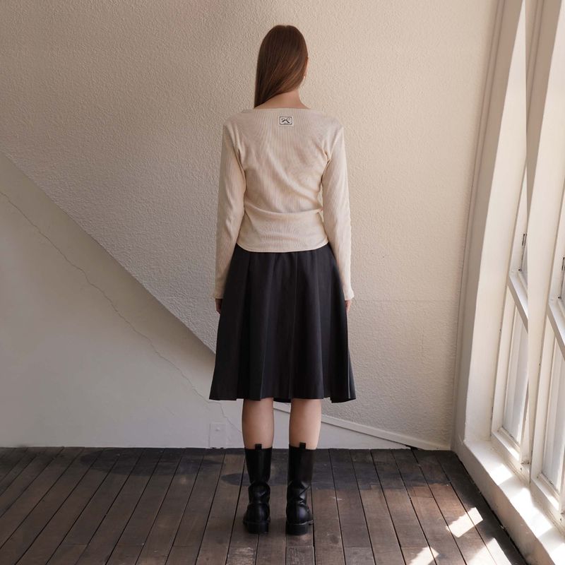 Charcoal Double Pleats Skirt