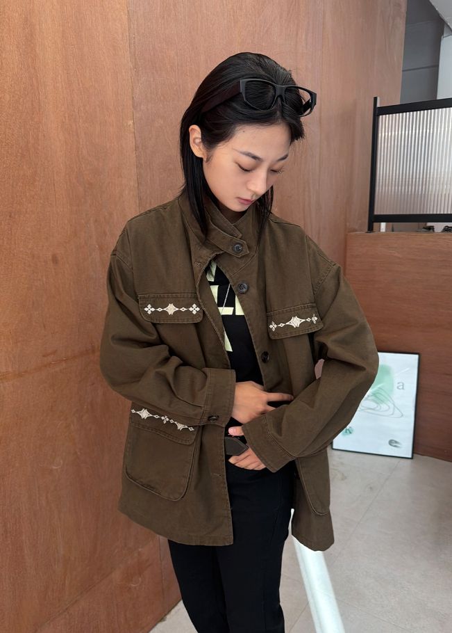 LEATHER MIX FIELD JACKET