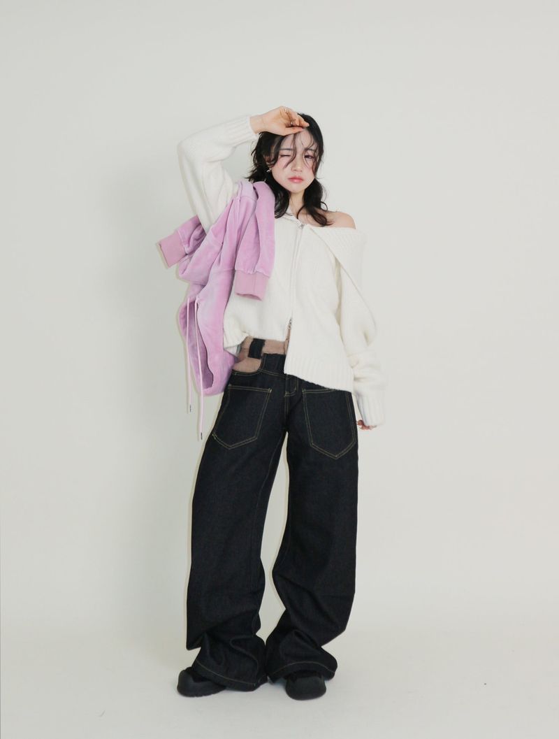 Square Sailor Collar Two-Way Knit Cardigan