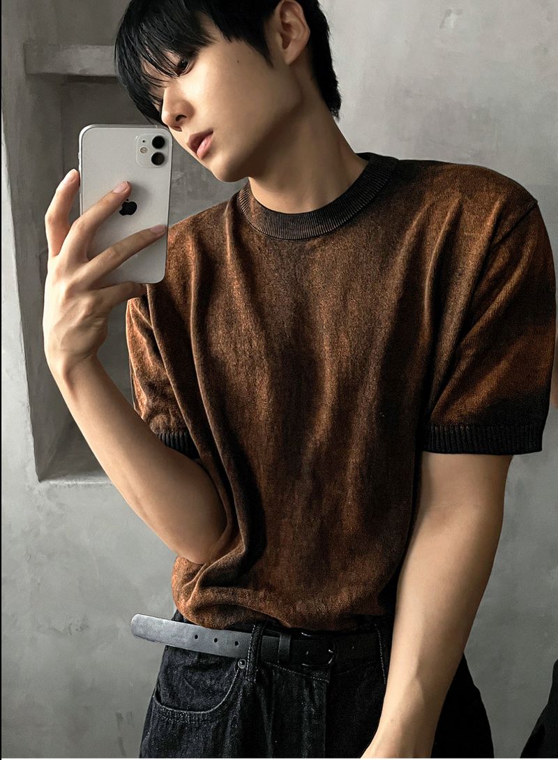 COSYHARU(コシハル)の「Mud Muscle Fit Short Sleeve Knit(Tops)」