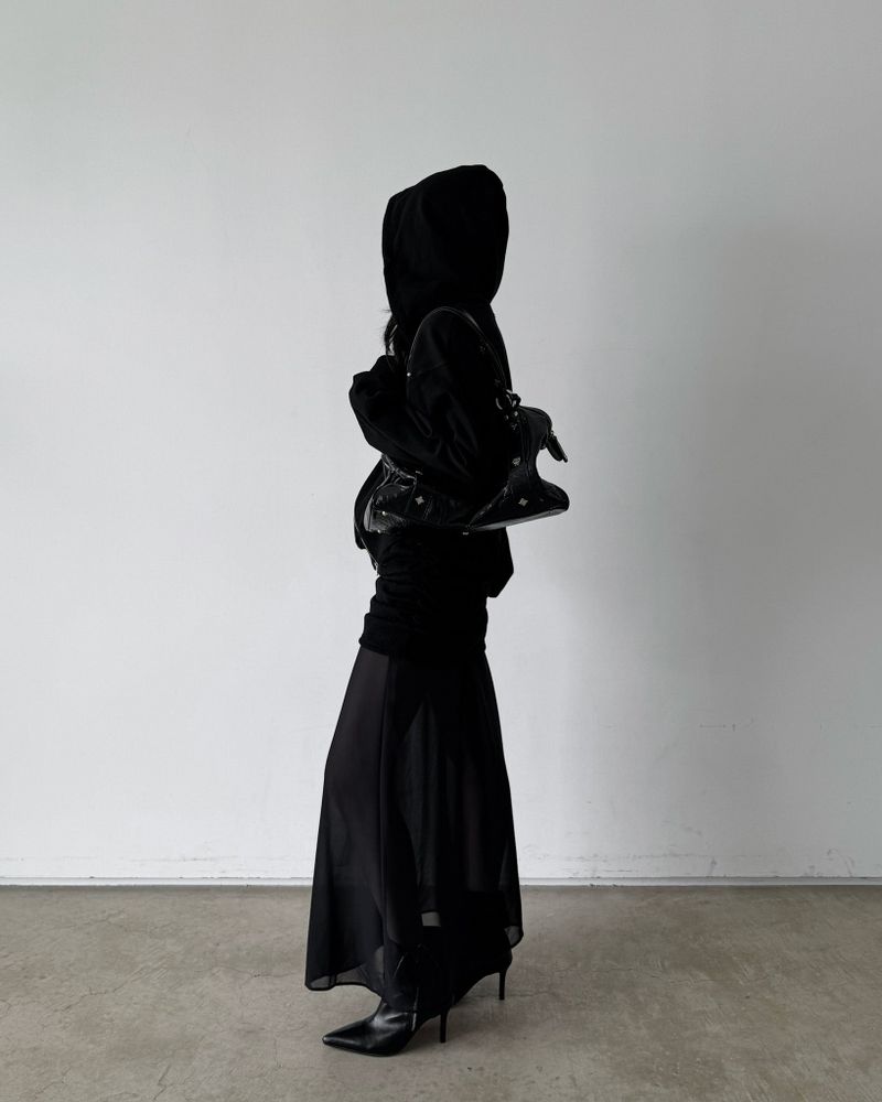See through shirring skirt
