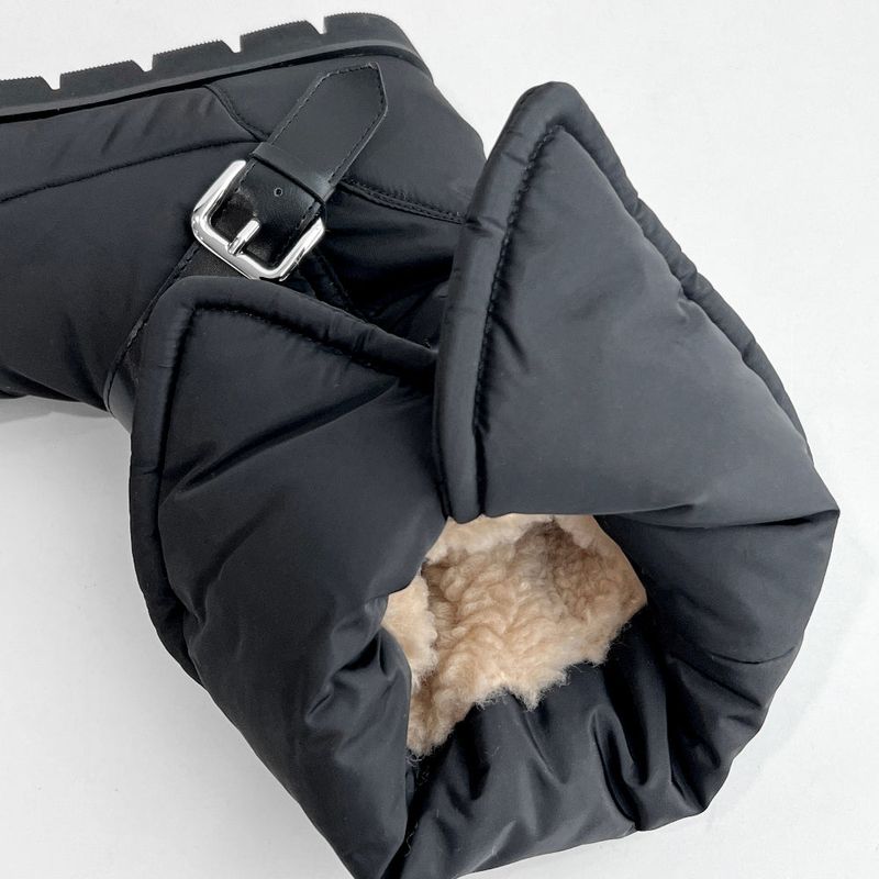 Padded fur belt long-boots (Black)