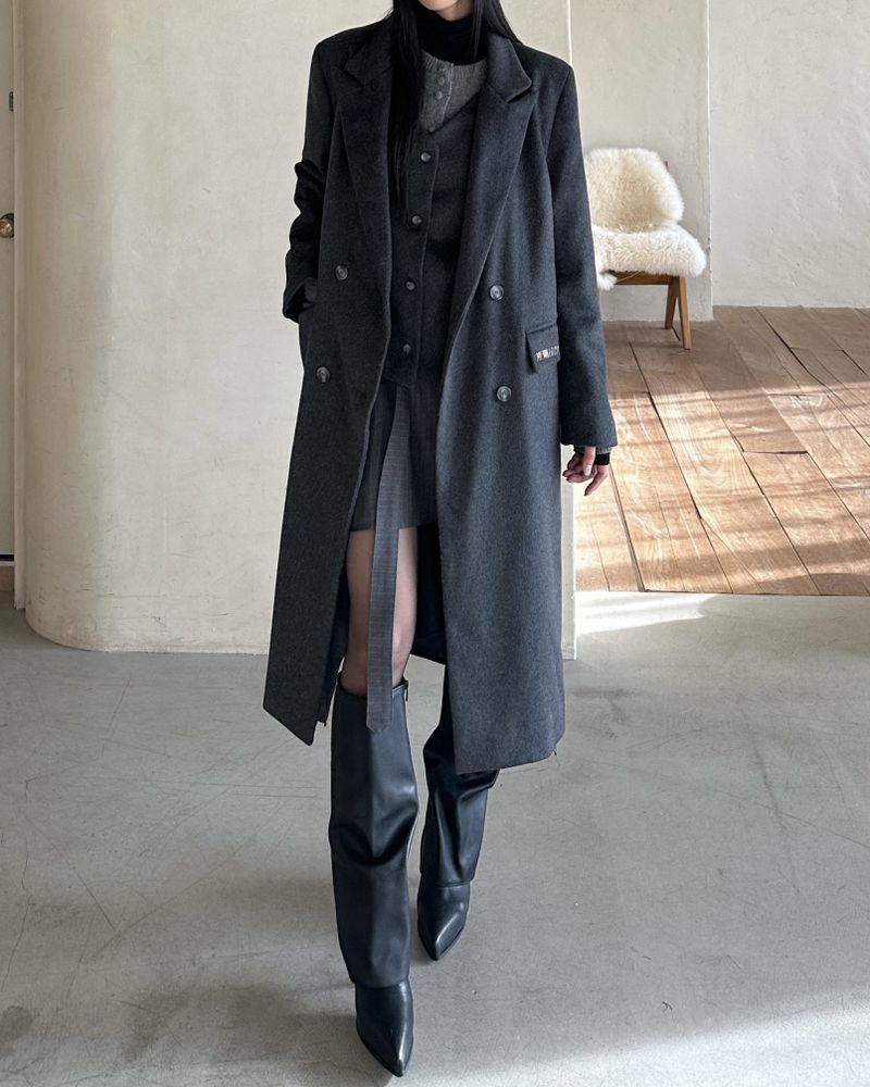 NEWALRIN Classic Long Wool Coat & Vest Set