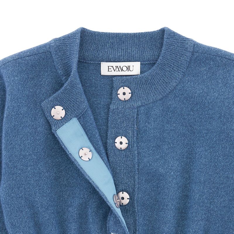 WOOL FITTED CROP CARDIGAN - DARK BLUE