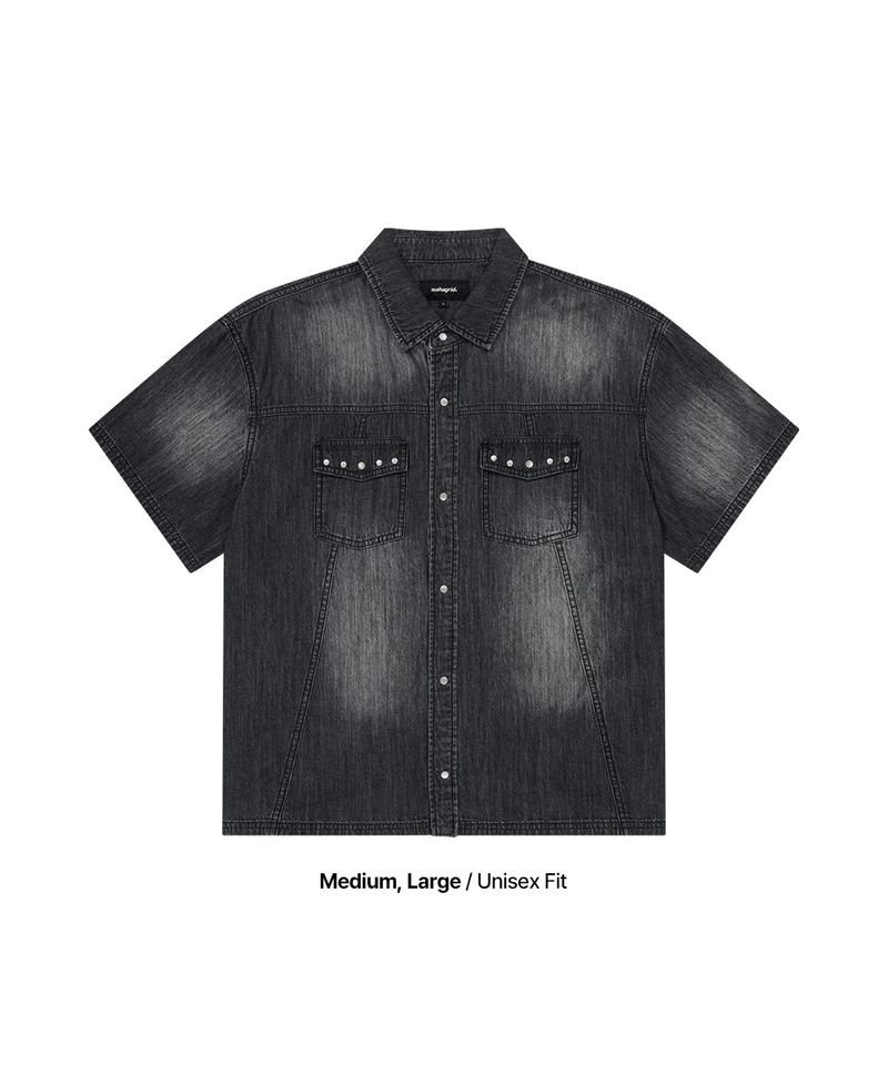 DENIM STUD HALF SHIRT