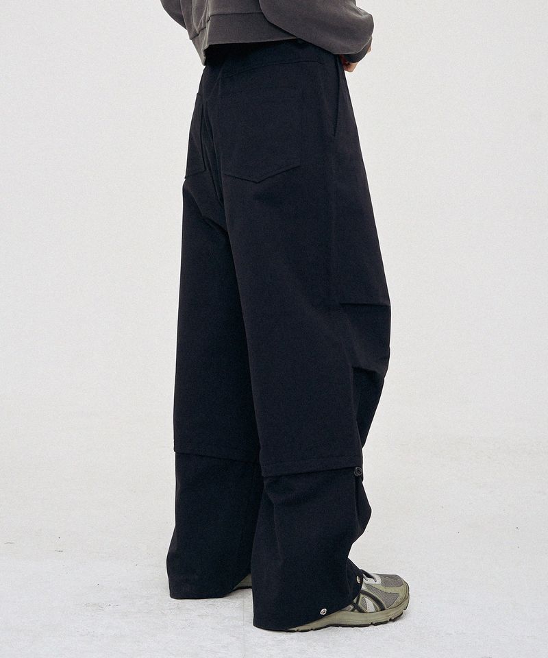 DUAL-TUCK STRING PANTS BLACK