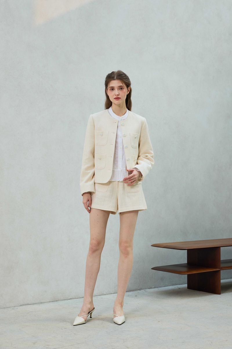 CHERISH TWEED SHORTS PANTS / WHITE