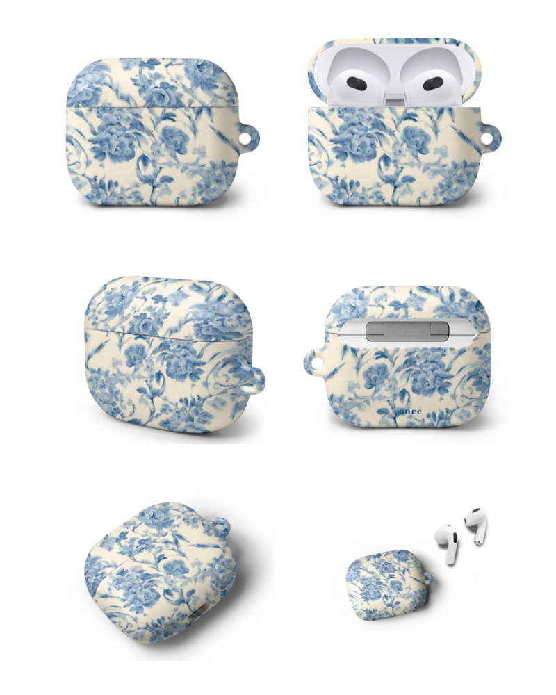 [Matte] AirPods Case Vintage Flower Blue