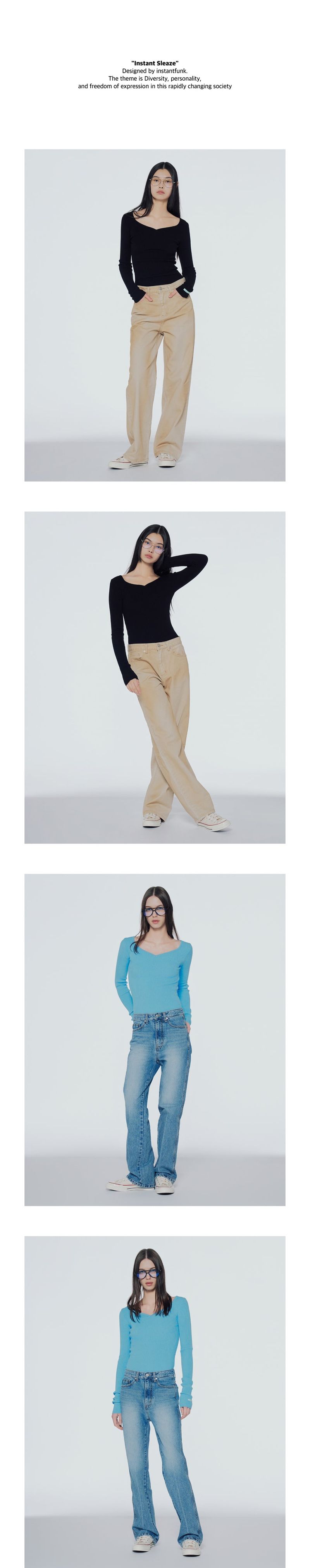Heart-neck two-way sweater