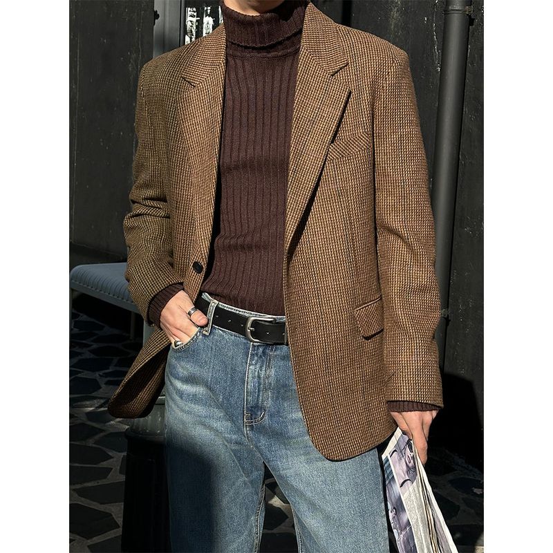 [F/W] Teddy check 2button wool jacket