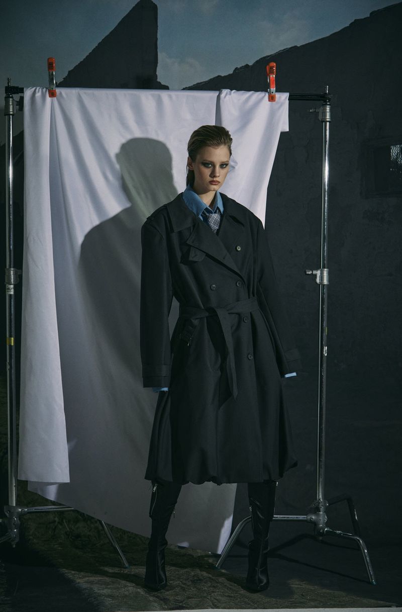 BALLOON TRENCH COAT -CHARCOAL