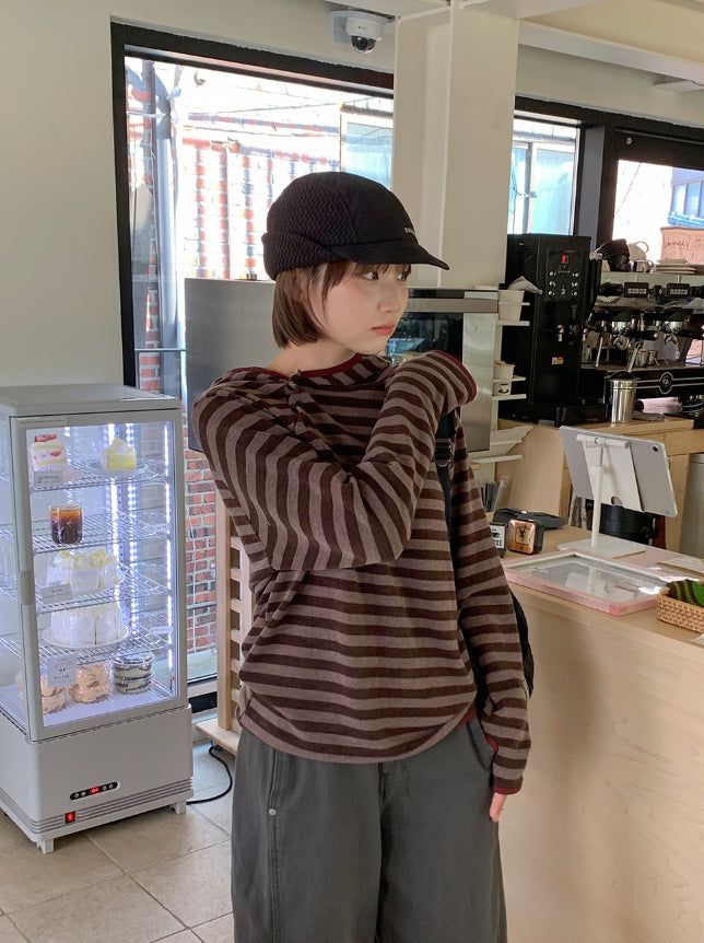 BAON（バオン）の「[unisex] キルシュッドボタンストライプフーディー（トップス）」