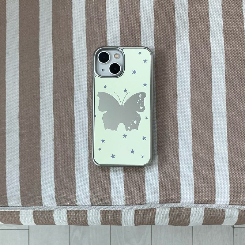 [MADE][Mirror Silver Bumper Case] Butterfly Mirror Case • Yellow