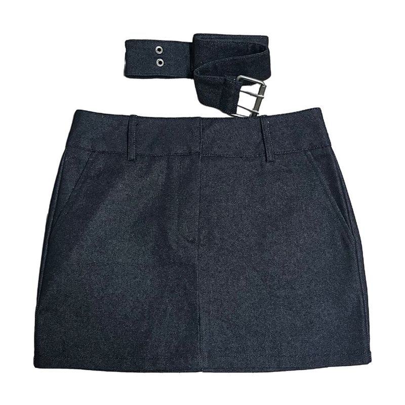 Claude Belt Denim Mini  Skirt