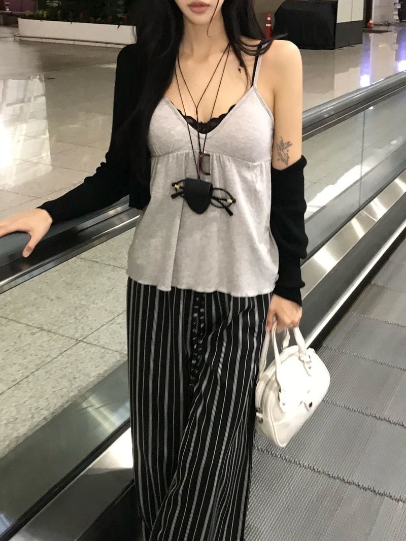 Sunday Home Stripe Lounge Button Wide Pants