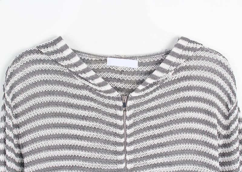 MESH STRIPE ZIP-UP