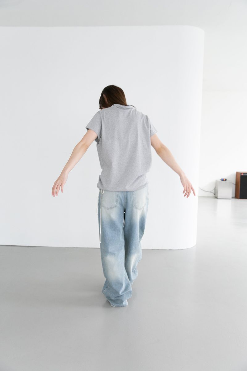 leg washing wide denim(S-M)