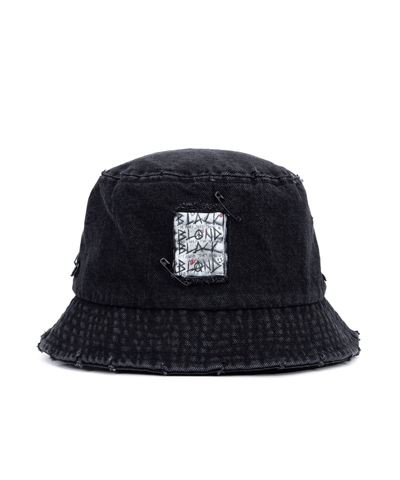 BLACKBLOND(ブラックブロンド)の「BBD Ripped Custom Disorder Patch Denim Bucket Hat (Black)(Hats)」