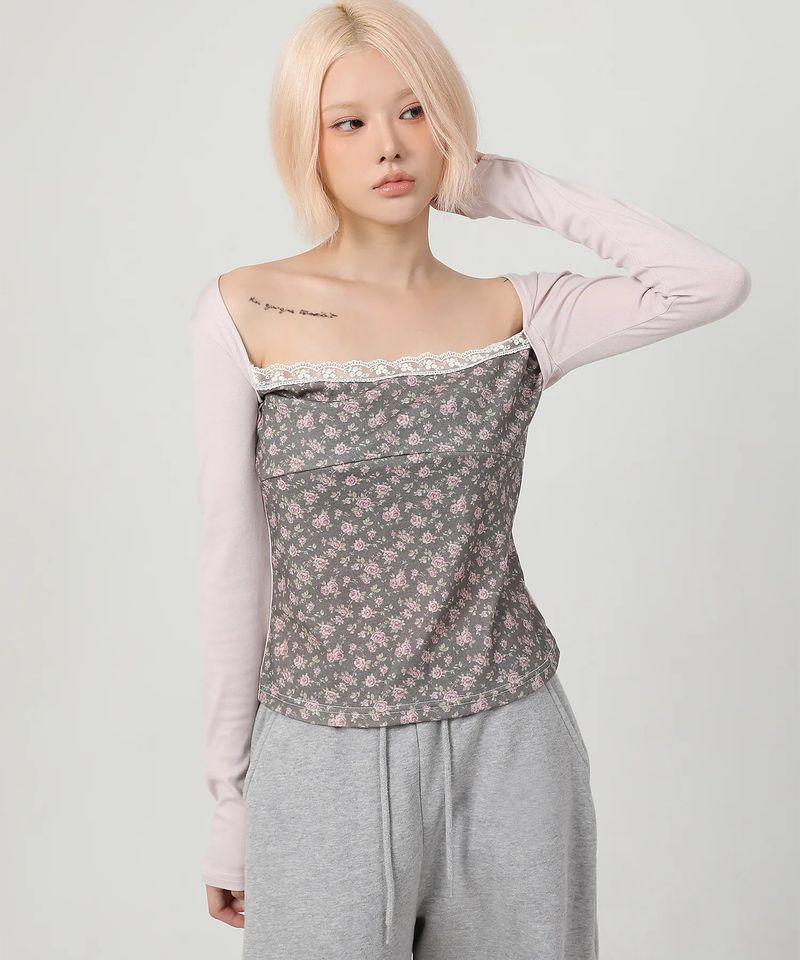Layered Floral t-shirt_pink