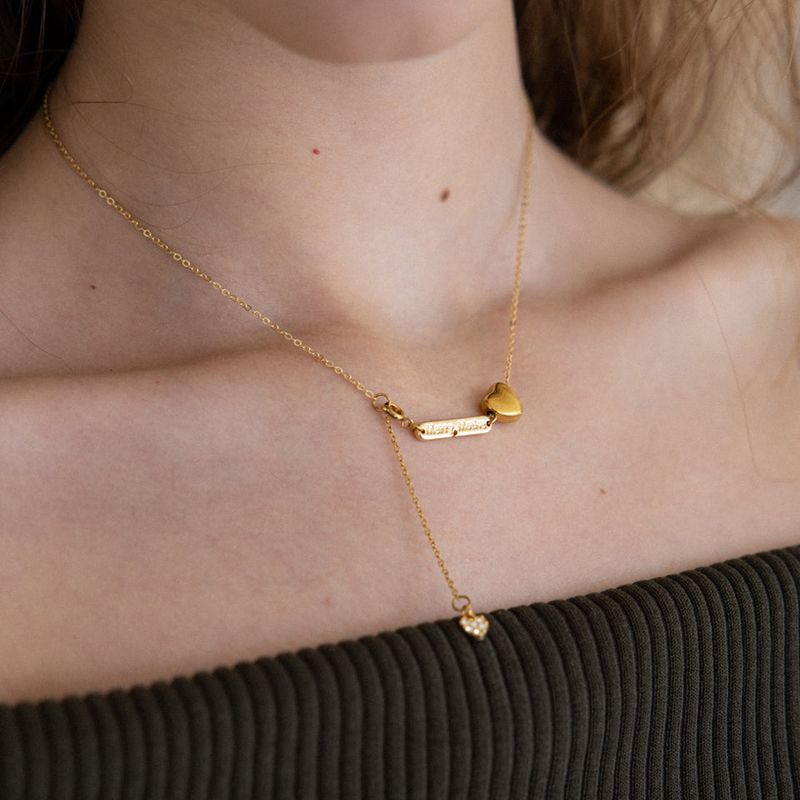 MerryMotive(メリーモチーブ)の「Gold heart point drop chain necklace(Accessories)」
