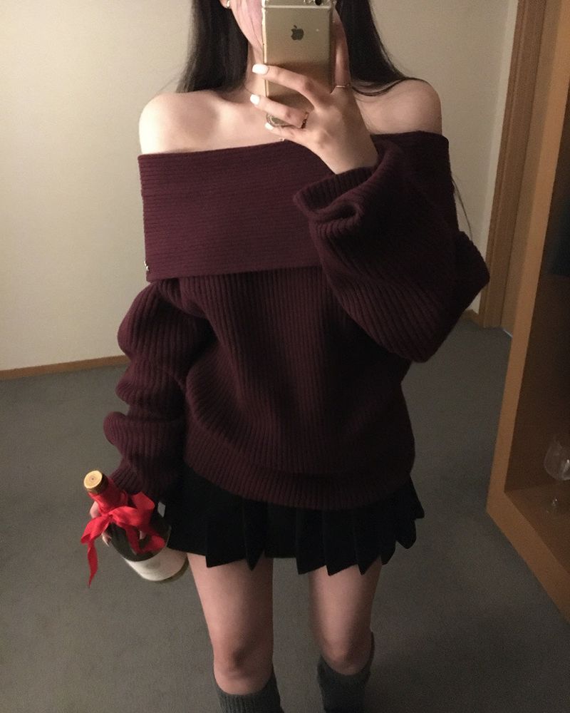 [ORIGINAL] DARE Off-Shoulder Rib Knit