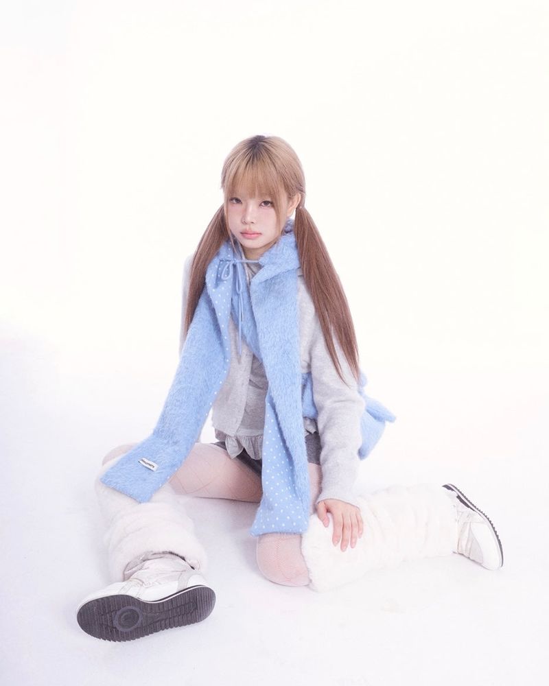 Fluffy hood muffler (blue)