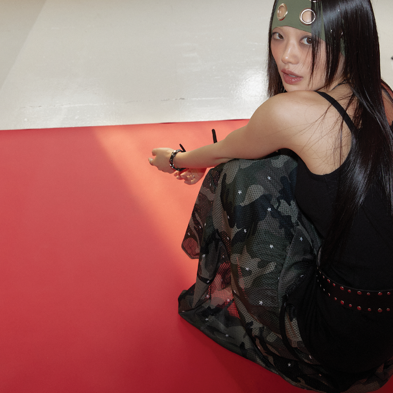 MESH STAR CAMO SKIRT