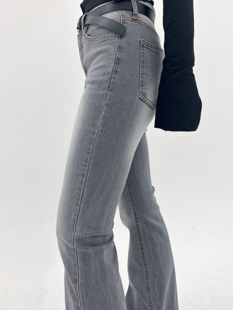 White washing boots-cut denim pants (Light gray)