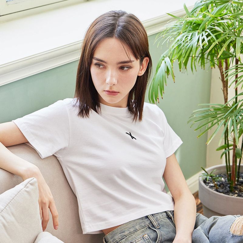 VA 3D Logo Crop T-Shirts / White