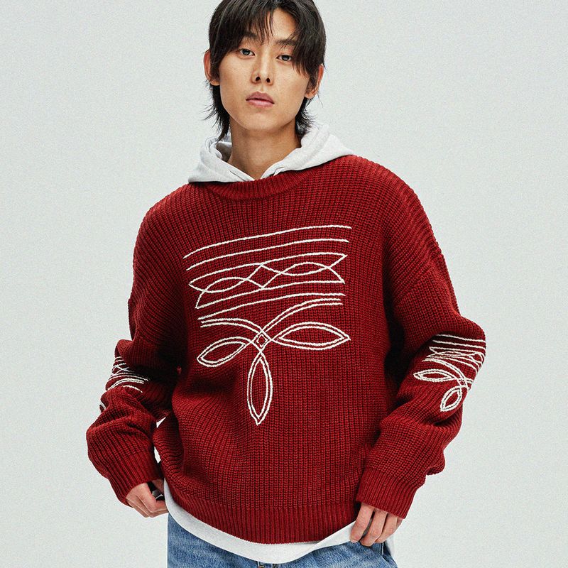 western stitch sweater burgundy