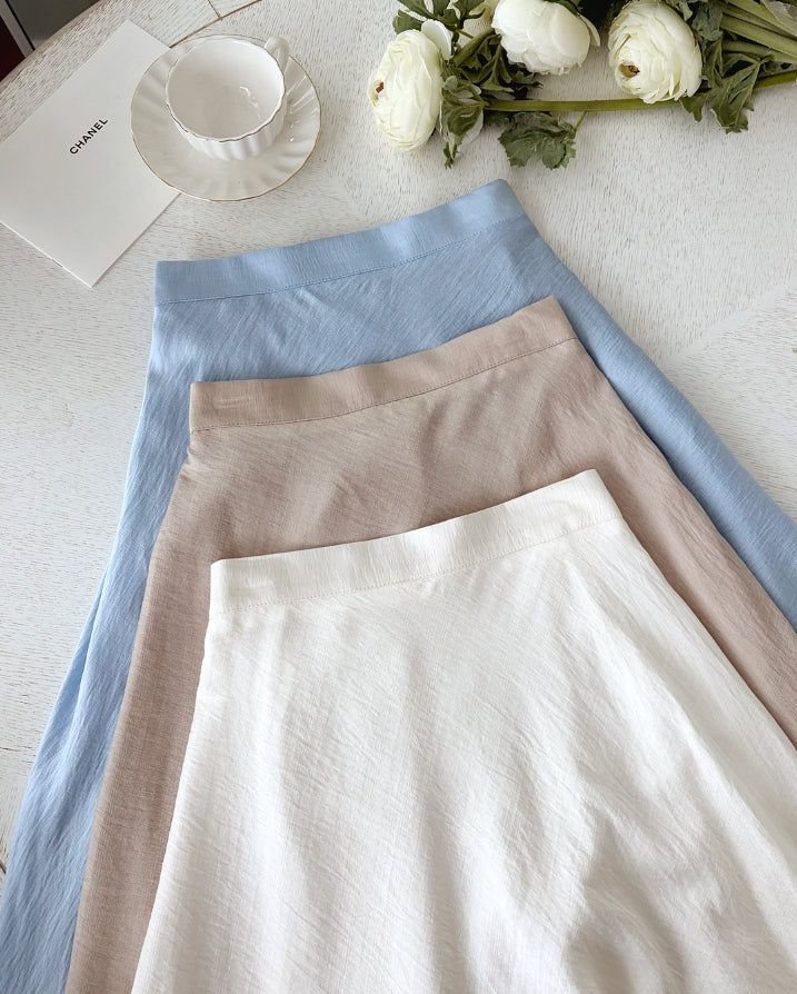 Meshian banding flare long skirt