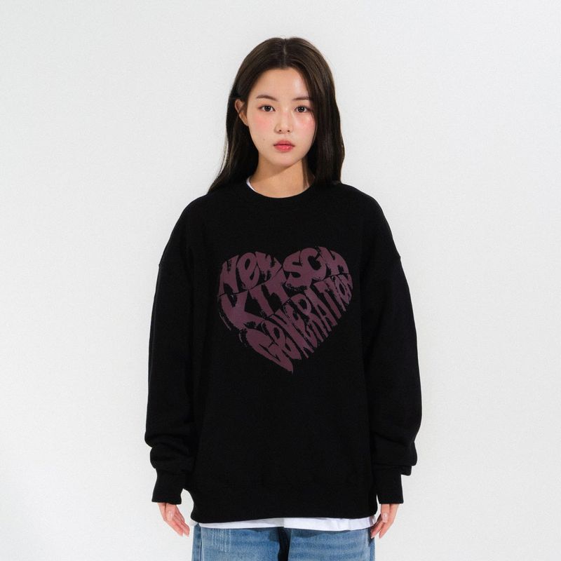 NEWKITSCH(ニューキッチジェネレーション)の「VINT HEART LOGO SWEATSHIRTS-BLACK(Tops)」