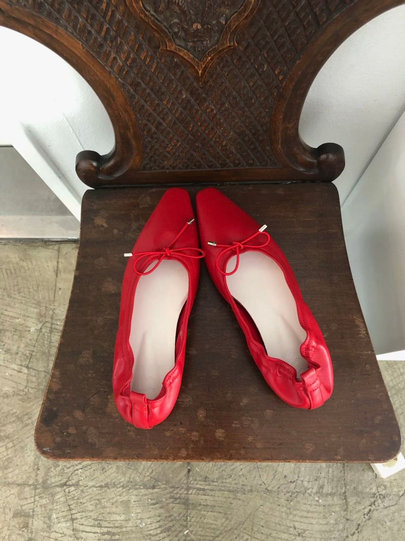 Ribbon Shirring Flat Shoes