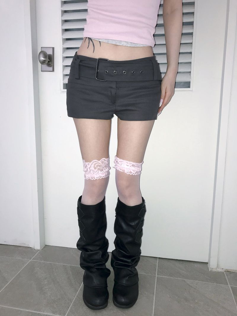 micro belt cotton shorts(2 color)